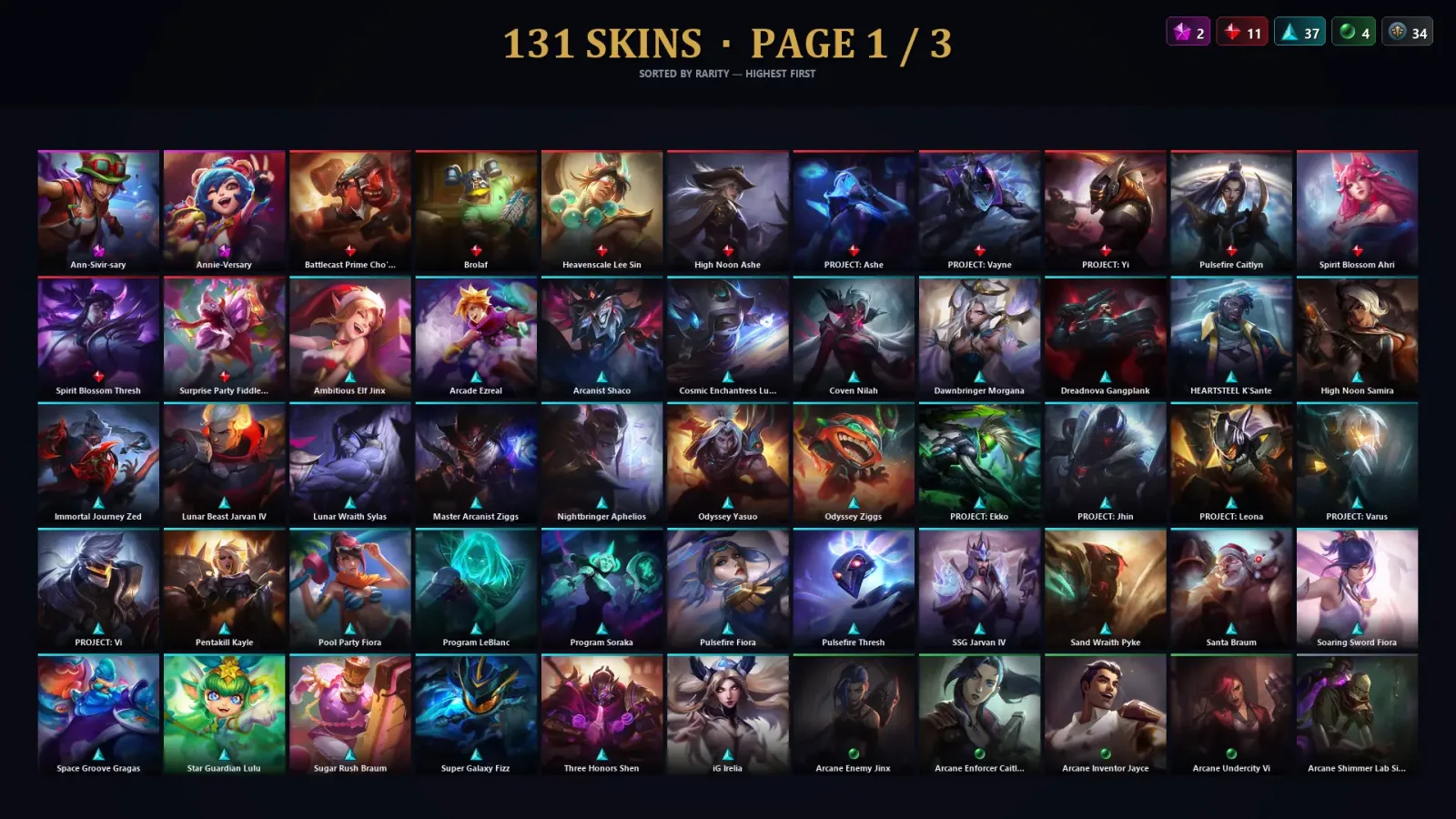 [LoL] | TR | Level 373 | 173 Champions | 131 Skins | 96,805 BE