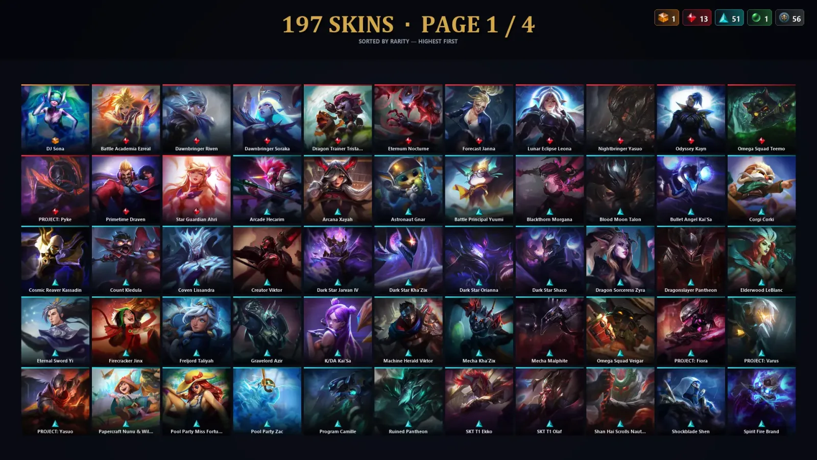 [LoL] | EUW | Level 197 | 157 Champions | 197 Skins — LoL account