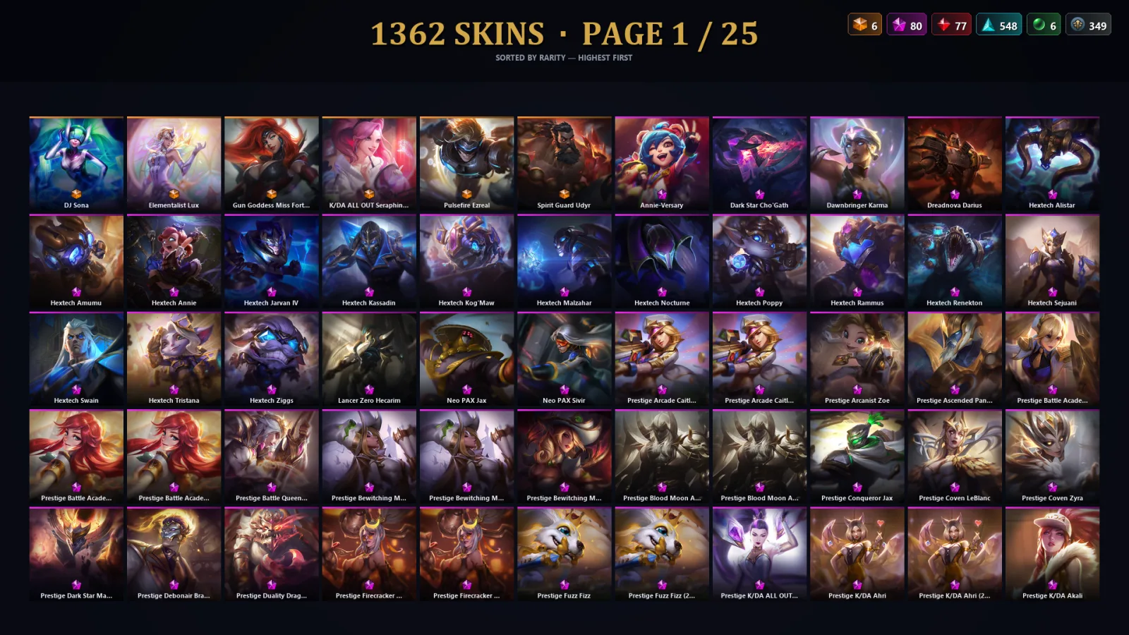 [LoL] | NA | Level 30 | 173 Champions | 1362 Skins | 17,680 BE