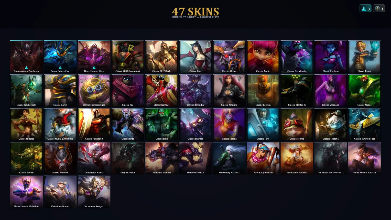 [LoL] | TR | Level 47 | Emerald IV | 65 Champions | 47 Skins