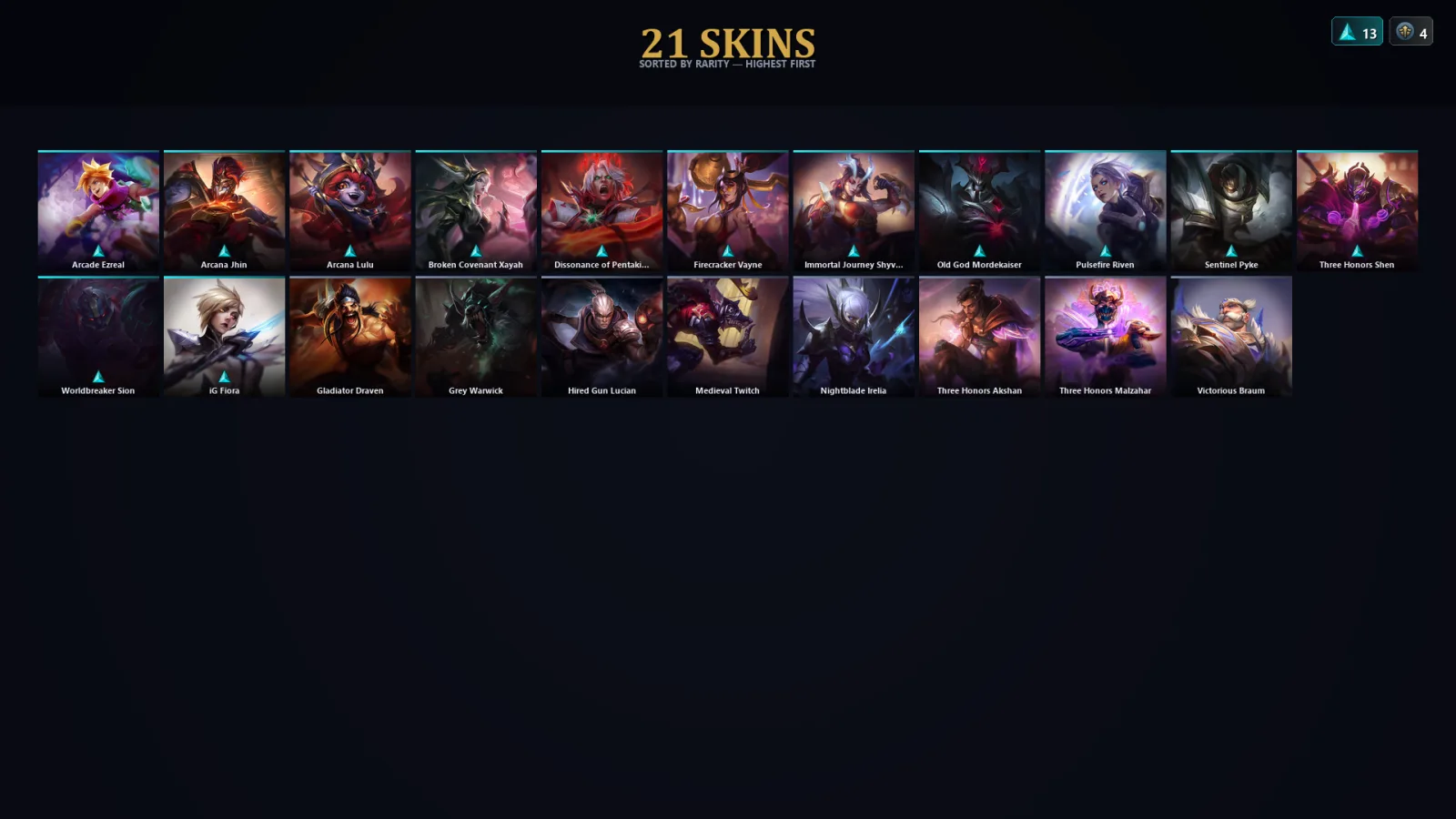 [LoL] | TR | Level 30 | Diamond IV | 153 Champions | 21 Skins