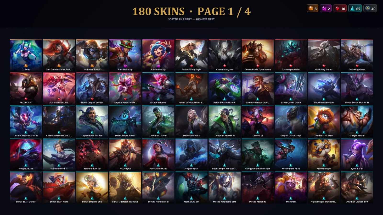 [LoL] | EUW | Level 203 | Silver I | 233 Champions | 180 Skins | 68,512 BE