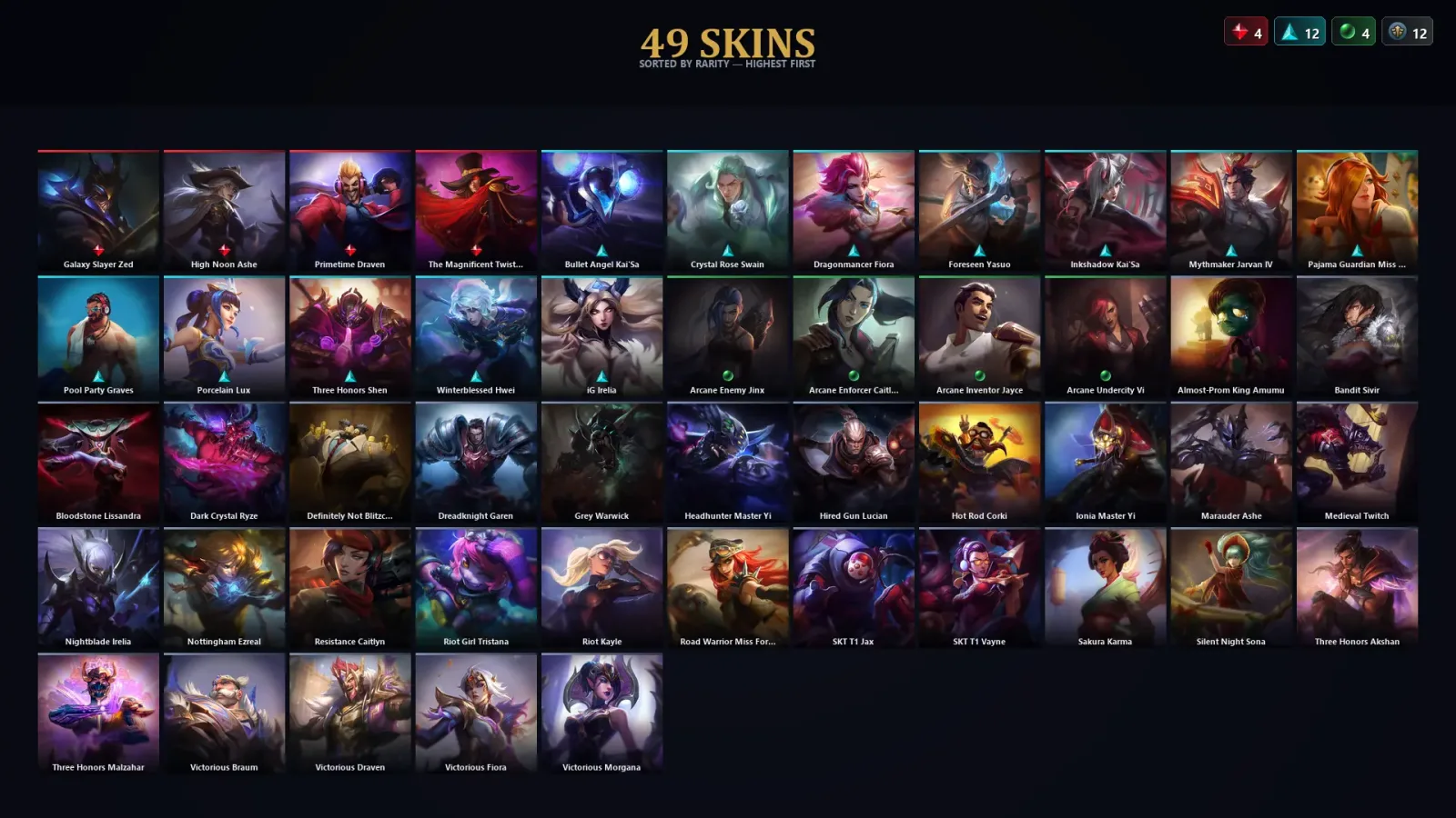 [LoL] | TR | Level 30 | Platinum III | 148 Champions | 49 Skins