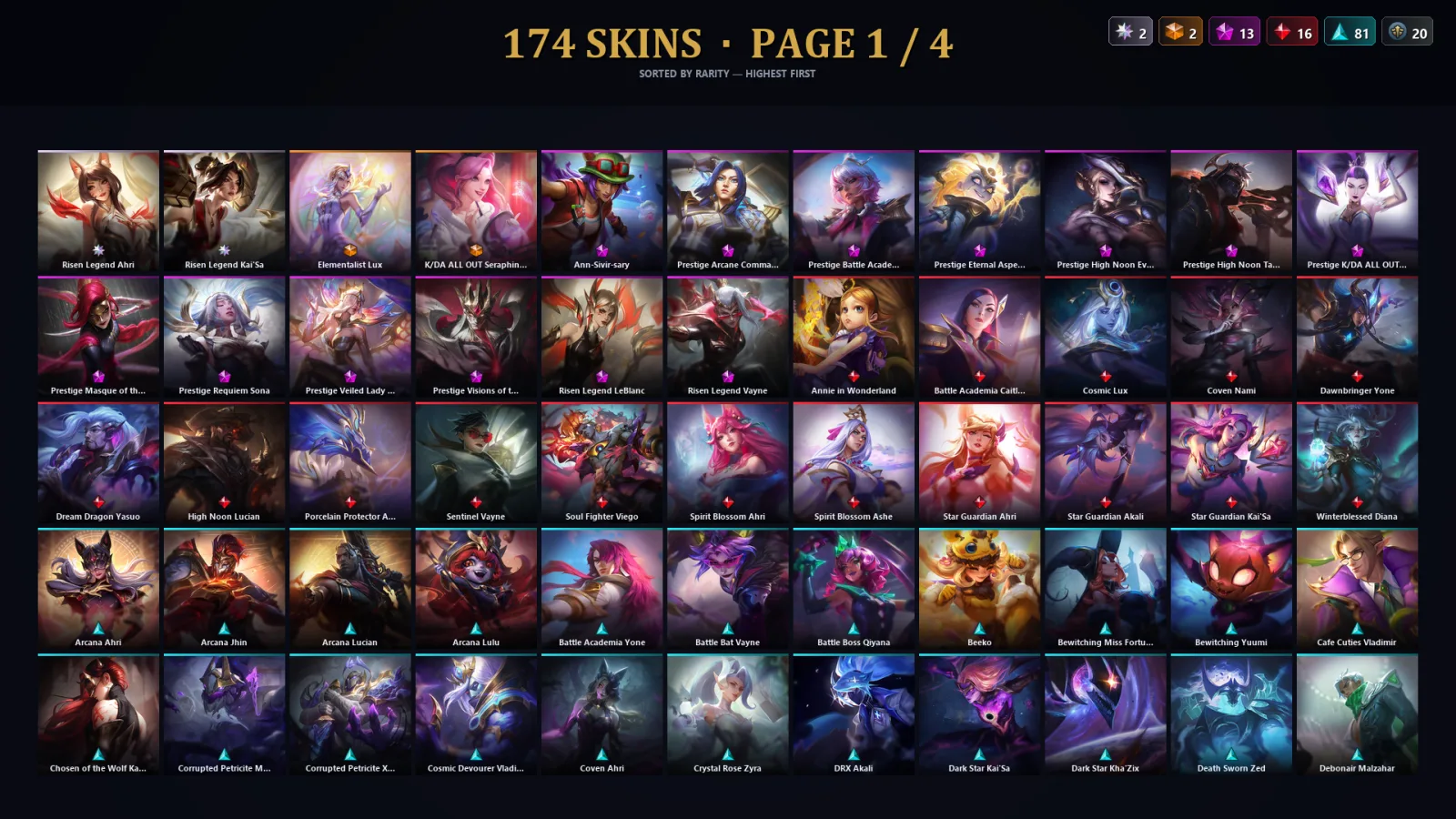 [LoL] | TR | Level 161 | Diamond III | 158 Champions | 174 Skins