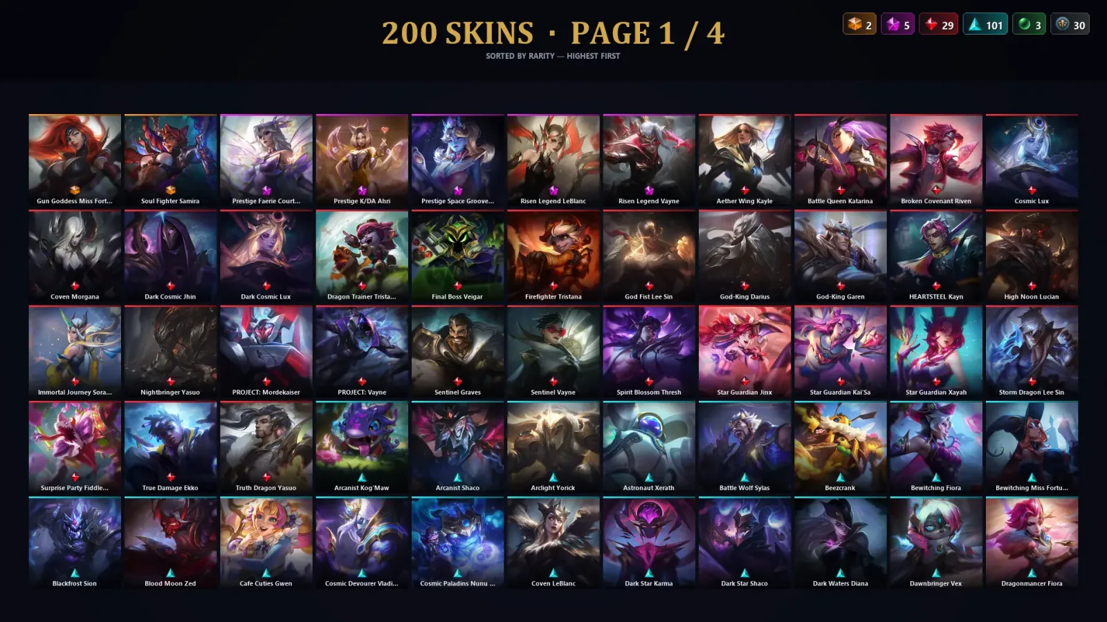 [LoL] | TR | Level 190 | Bronze I | 162 Champions | 200 Skins