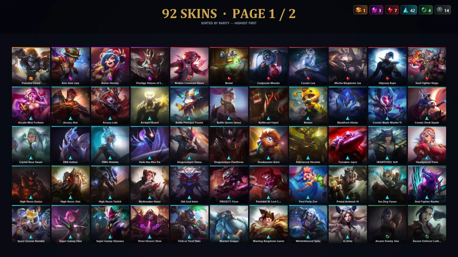 [LoL] | TR | Level 269 | Diamond II | 172 Champions | 92 Skins | 64,560 BE — LoL account