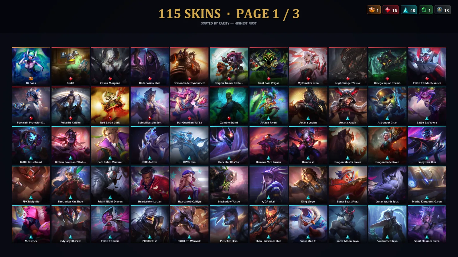 [LoL] | TR | Level 222 | Platinum IV | 173 Champions | 83 Skins | 28,528 BE