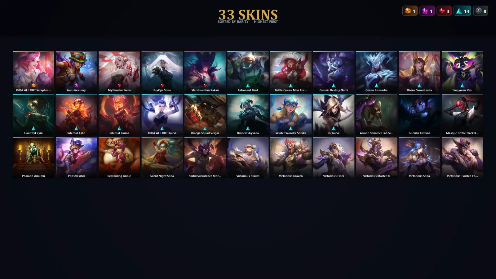 [LoL] | EUW | Level 113 | Diamond II | 101 Champions | 33 Skins | 63,619 BE