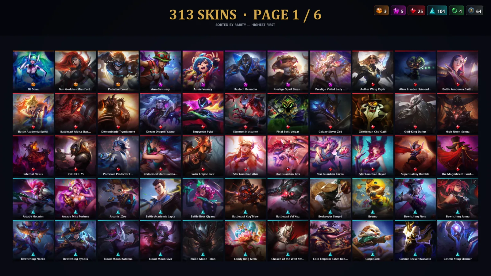 [LoL] | EUW | Level 400 | Diamond I | 173 Champions | 313 Skins | 38,177 BE