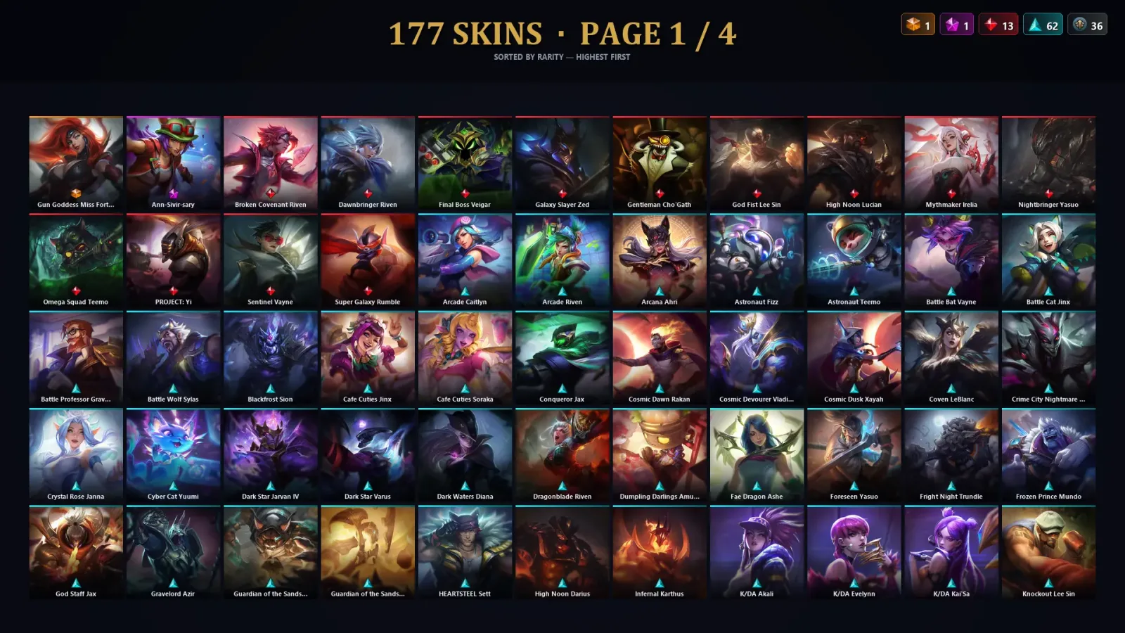 [LoL] | EUW | Level 291 | Emerald II | 173 Champions | 177 Skins | 119,276 BE