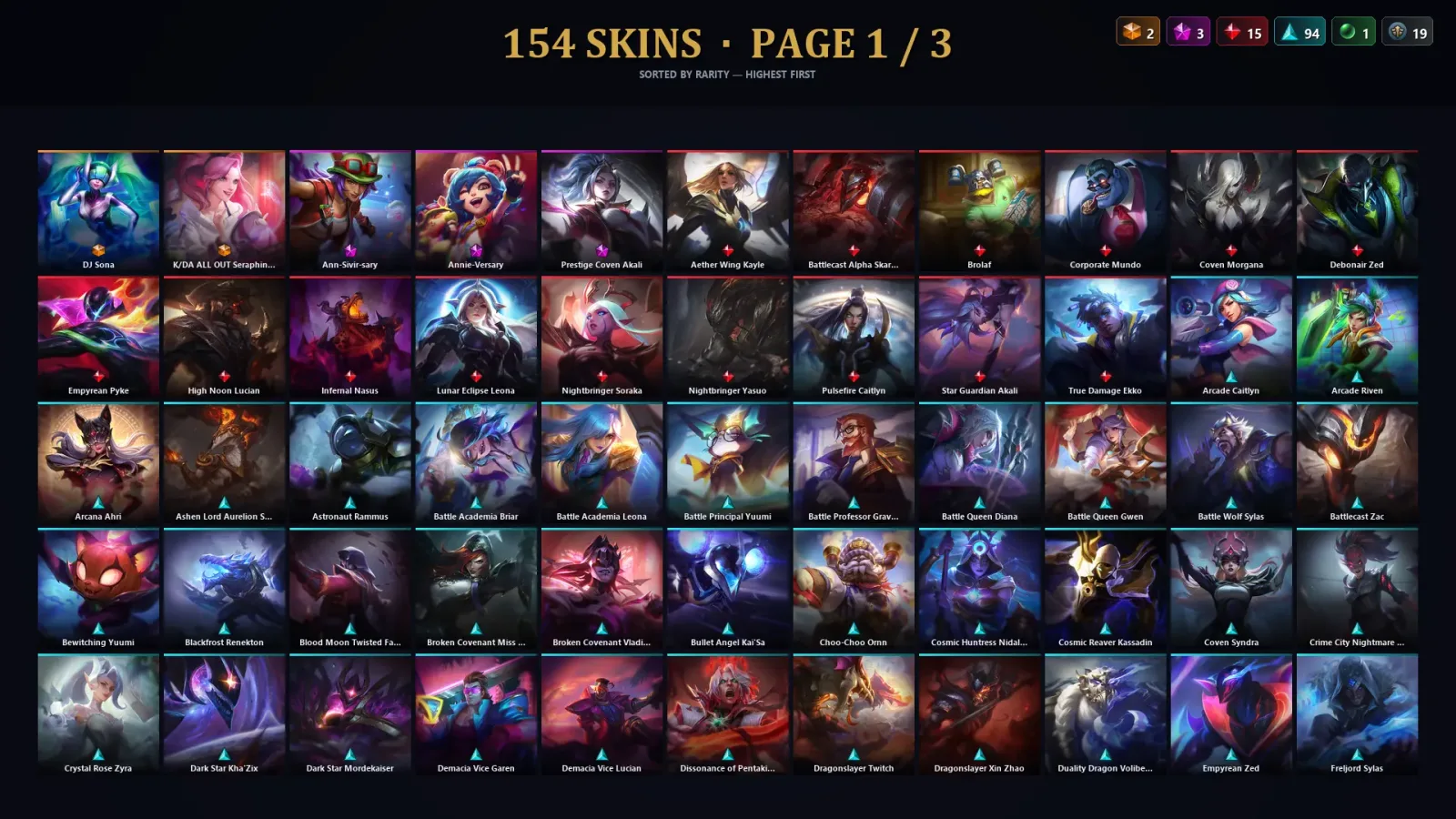 [LoL] | TR | Level 491 | Platinum IV | 172 Champions | 154 Skins | 32,498 BE — LoL account