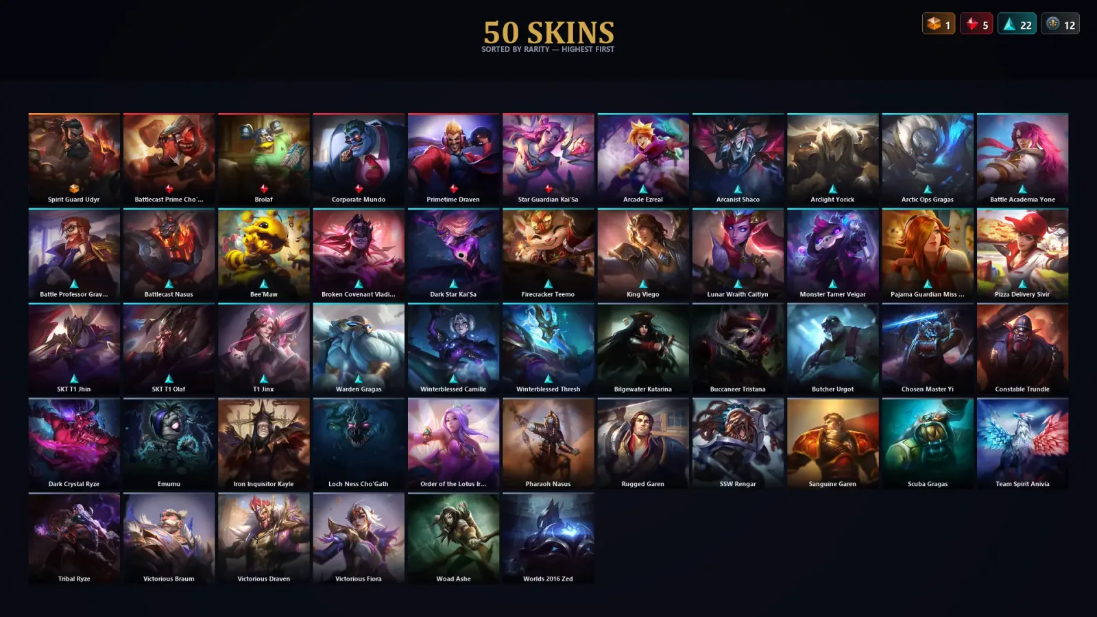 [LoL] | TR | Level 199 | Platinum II | 170 Champions | 50 Skins — LoL account