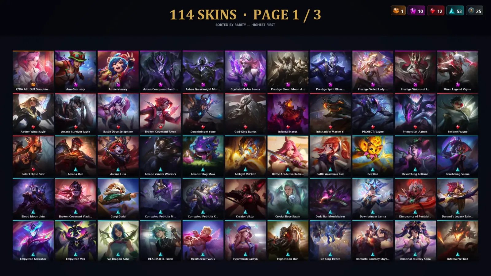 [LoL] | EUW | Level 147 | Diamond II | 168 Champions | 114 Skins — LoL account