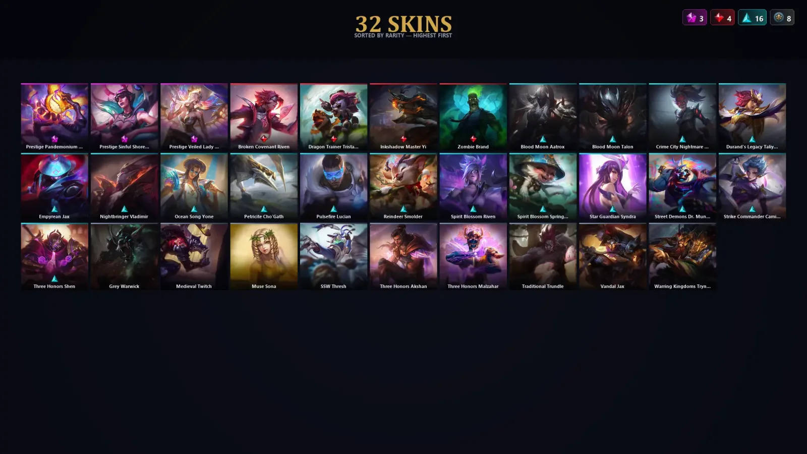[LoL] | TR | Level 81 | Diamond II | 99 Champions | 32 Skins | 28,018 BE