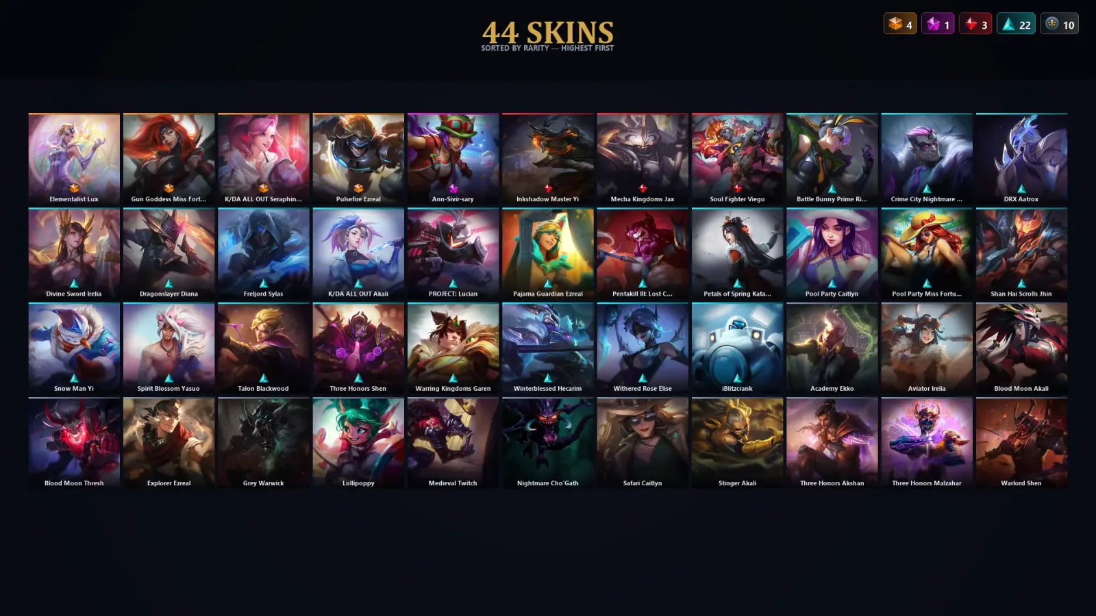[LoL] | TR | Level 100 | Gold II | 89 Champions | 44 Skins