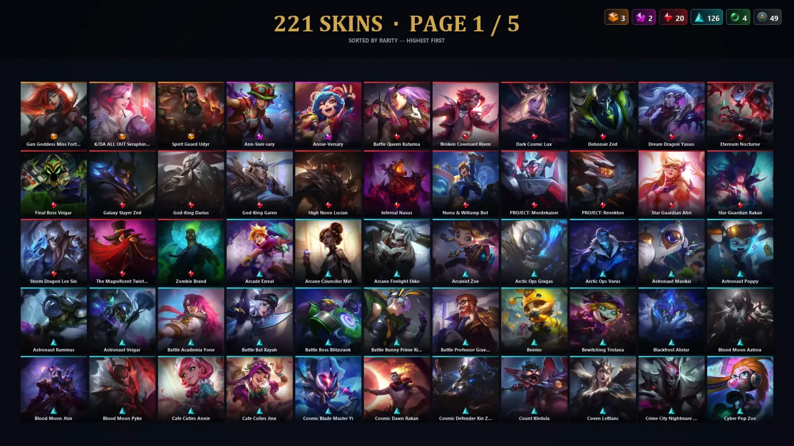 [LoL] | TR | Level 462 | Emerald I | 173 Champions | 221 Skins | 24,568 BE