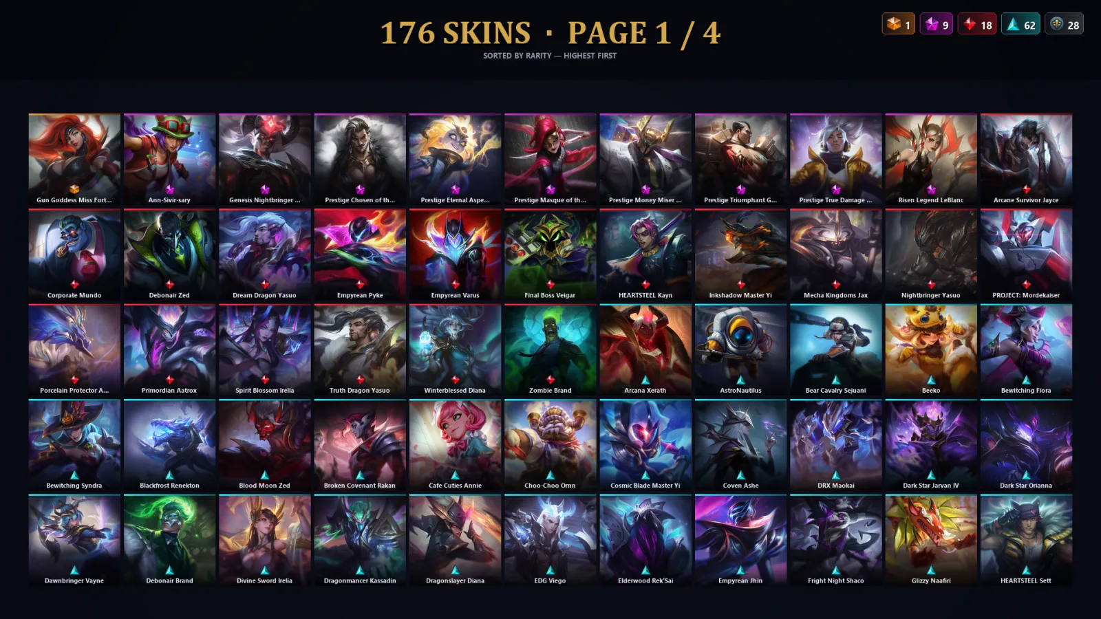 [LoL] | TR | Level 313 | Emerald I | 172 Champions | 176 Skins | 35,735 BE