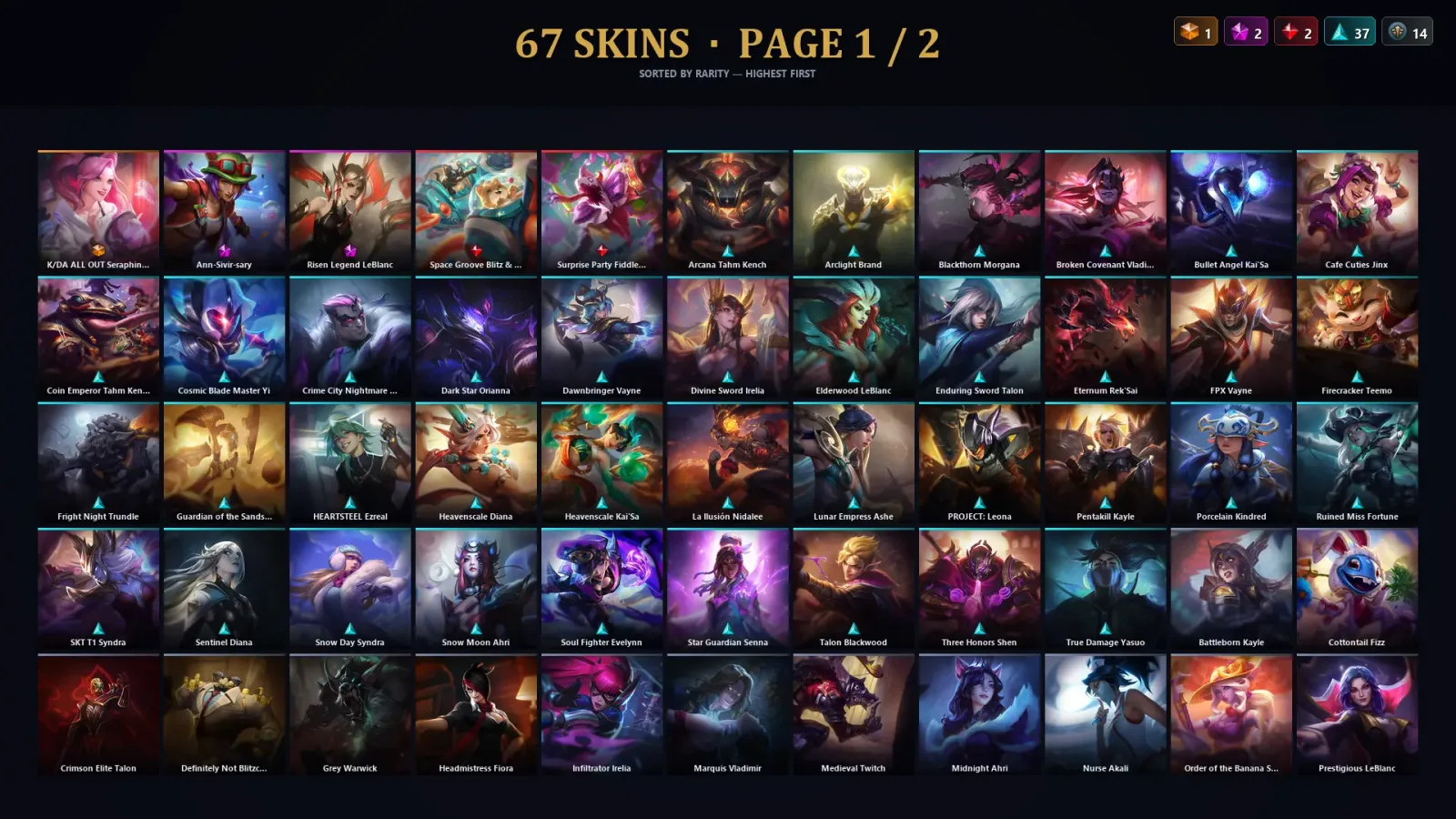 [LoL] | TR | Level 30 | Challenger | 133 Champions | 67 Skins | 19,282 BE — LoL account