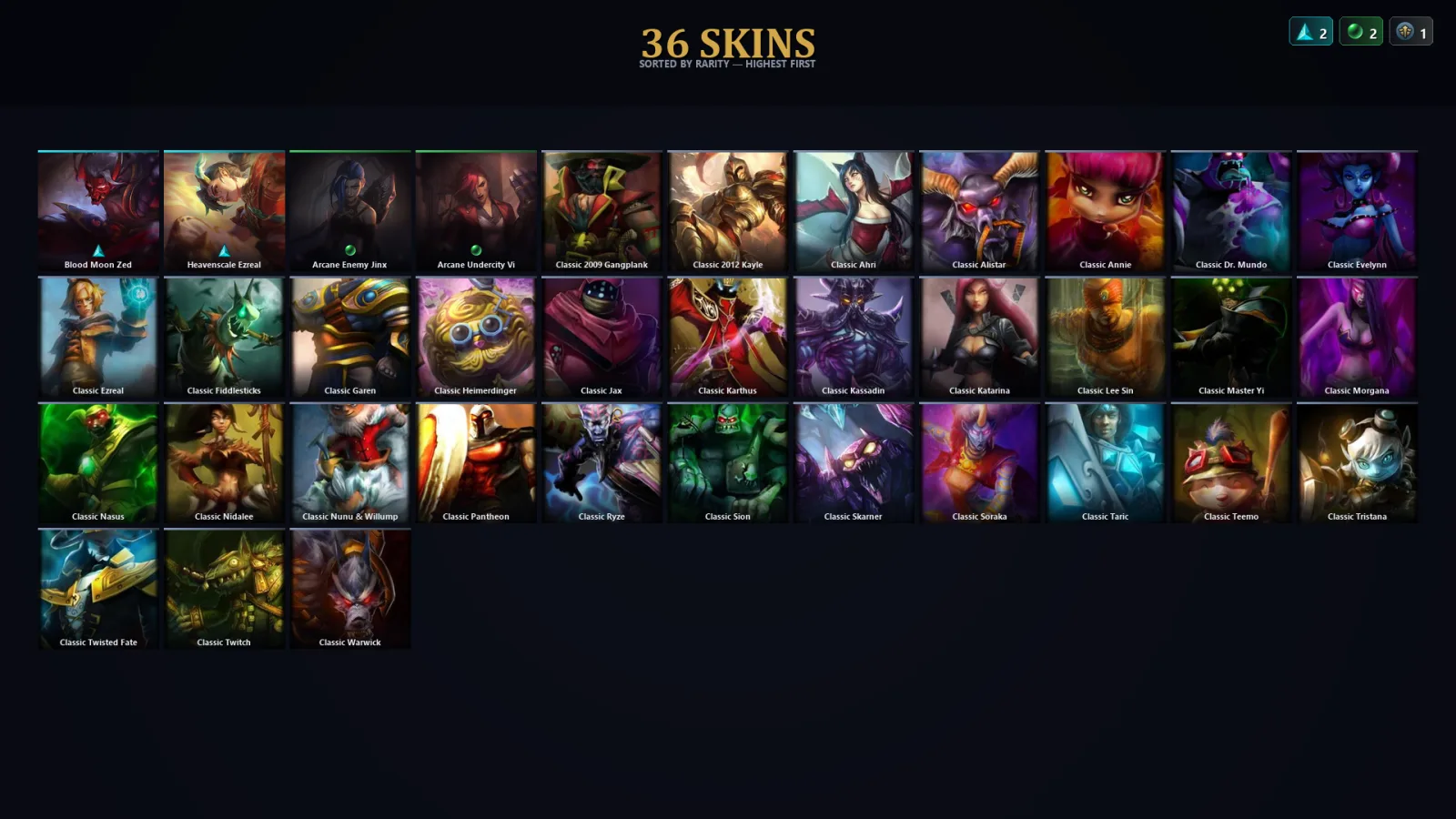 [LoL] | EUW | Level 30 | 19 Champions | 36 Skins | 16,352 BE