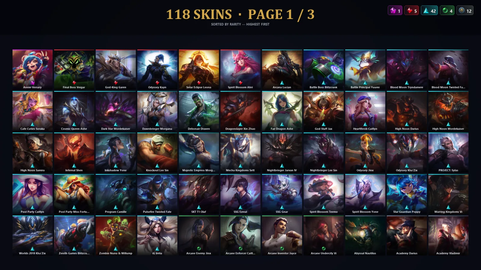 [LoL] | TR | Level 216 | 101 Champions | 86 Skins | 12,604 BE