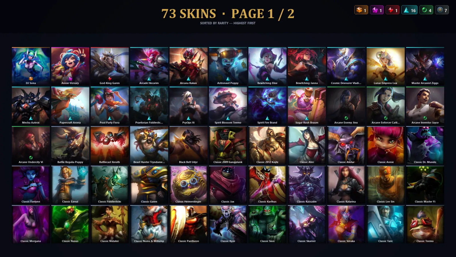 [LoL] | TR | Level 119 | 65 Champions | 73 Skins | 90,850 BE