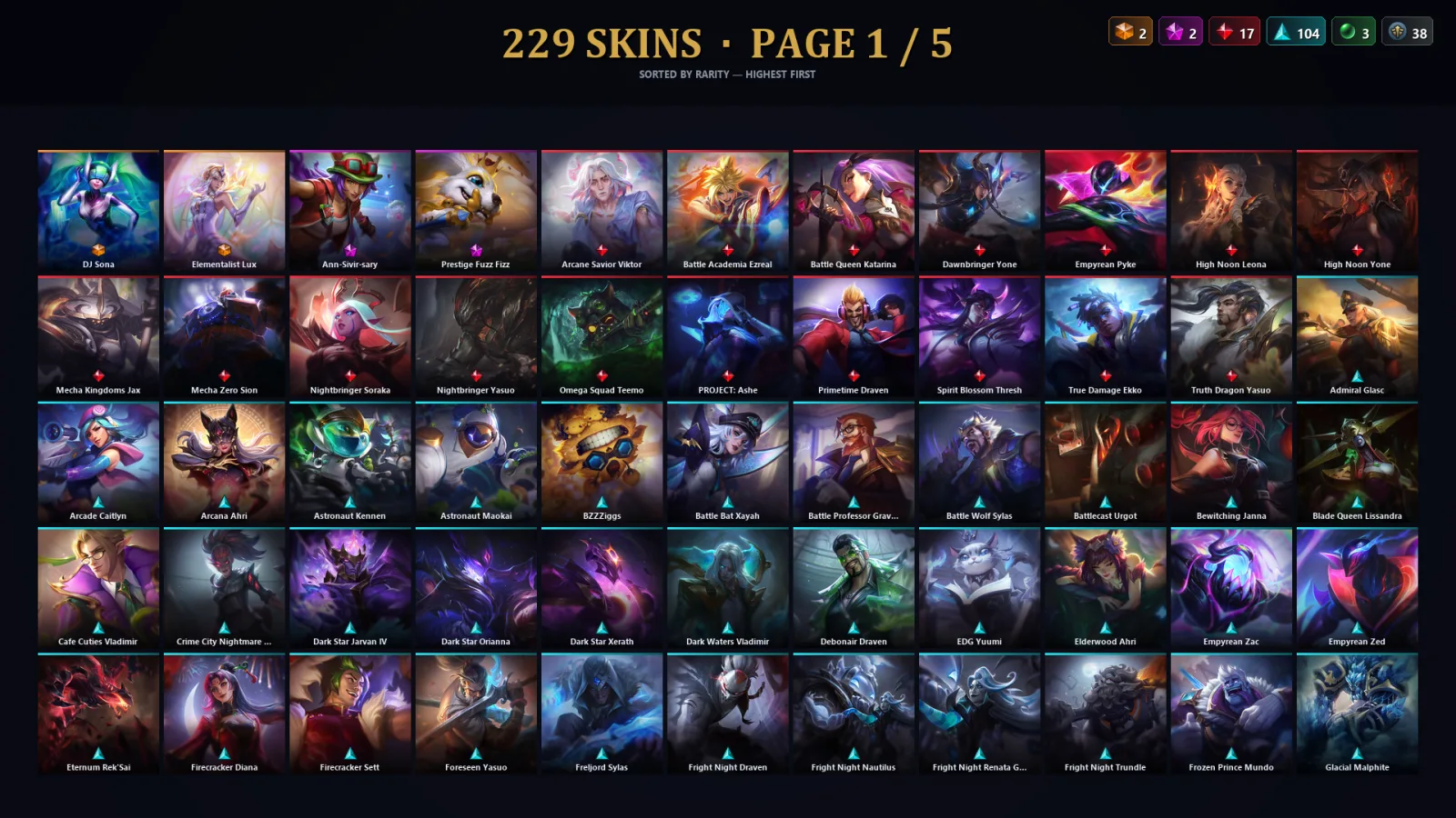 [LoL] | EUW | Level 500 | 173 Champions | 229 Skins | 55,911 BE