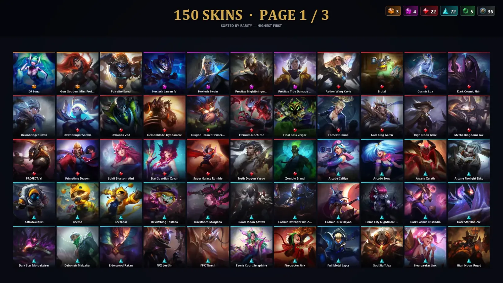 [LoL] | TR | Level 225 | Diamond IV | 156 Champions | 150 Skins | 64,327 BE — LoL account