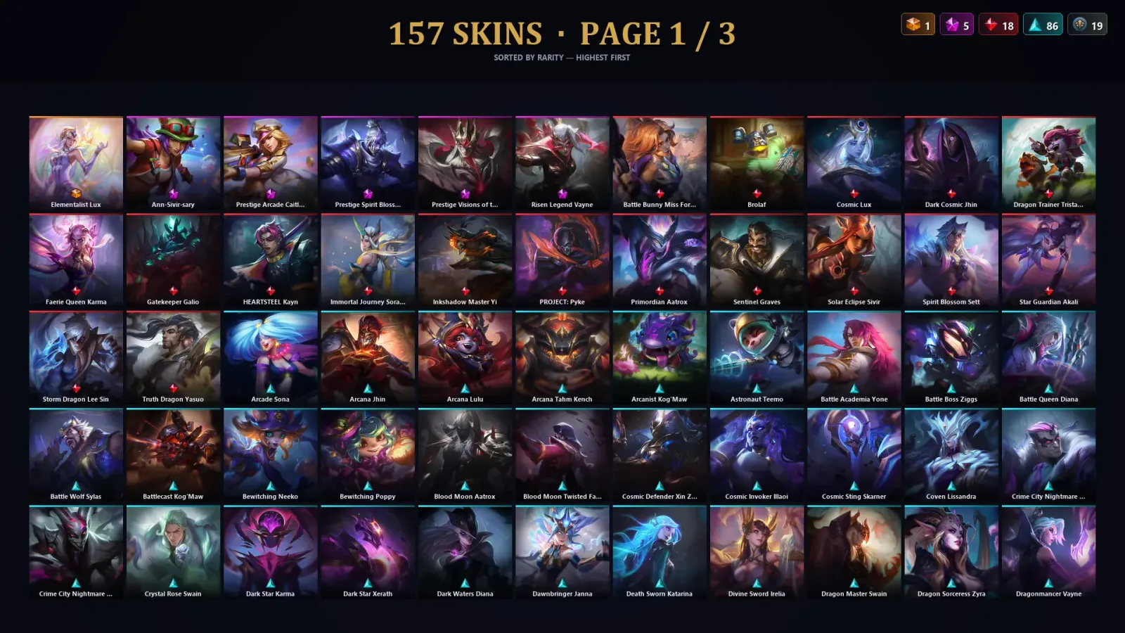 [LoL] | TR | Level 409 | Emerald IV | 173 Champions | 157 Skins | 40,987 BE