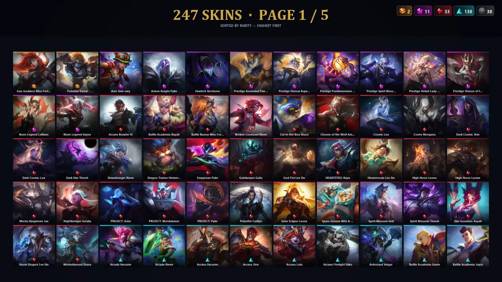 [LoL] | NA | Level 383 | 152 Champions | 247 Skins | 23,966 BE