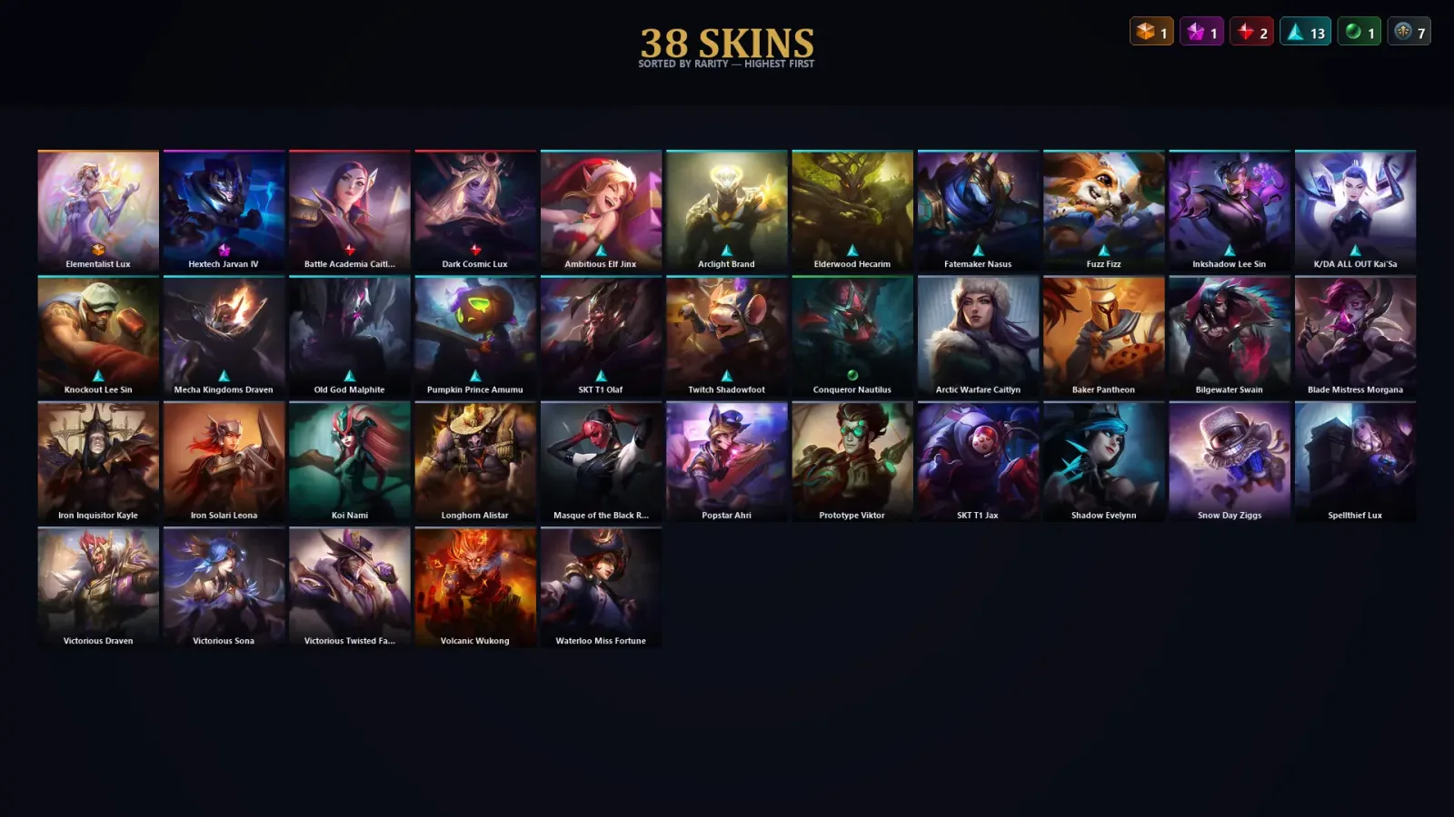 [LoL] | TR | Level 96 | 163 Champions | 38 Skins — LoL account