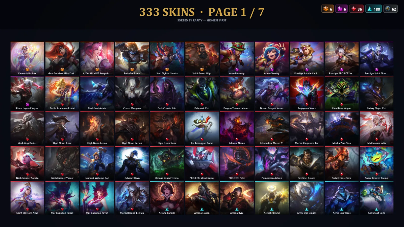 [LoL] | TR | Level 408 | Gold IV | 173 Champions | 333 Skins | 71,889 BE