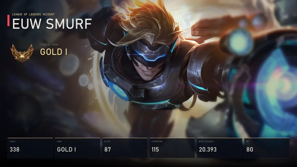EUW | Pulsefire Ezreal | The Magnificent Twisted Fate | Mecha Zero Sion | Space Groove Blitz & Crank | Gold I | 87 Skin | 115 Champion — main preview