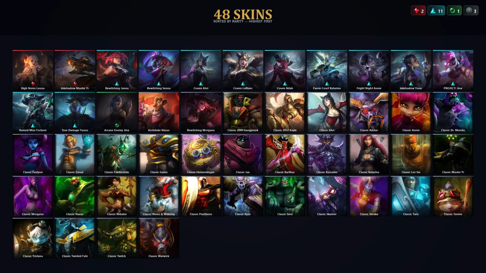 [LoL] | TR | Level 30 | 48 Champions | 48 Skins