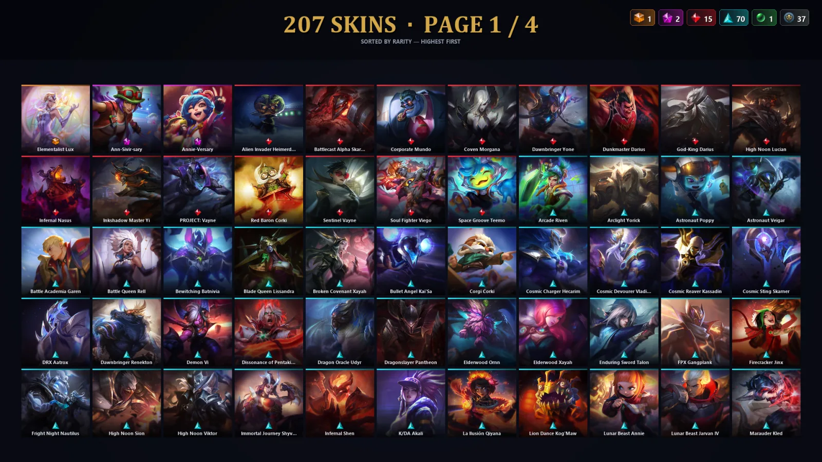 [LoL] | TR | Level 394 | Emerald III | 173 Champions | 207 Skins | 176,359 BE