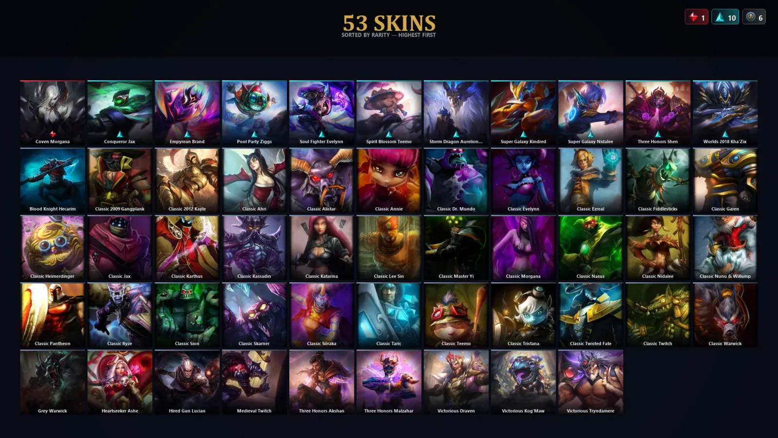 [LoL] | EUW | Level 53 | Diamond III | 97 Champions | 21 Skins