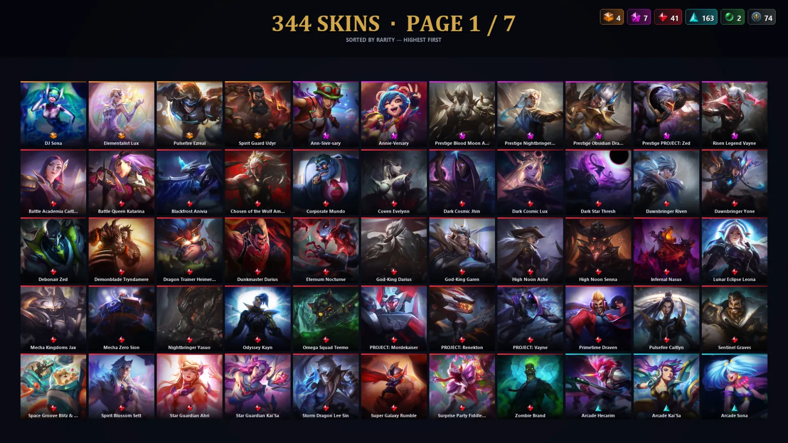 [LoL] | NA | Level 500 | 172 Champions | 344 Skins | 60,607 BE