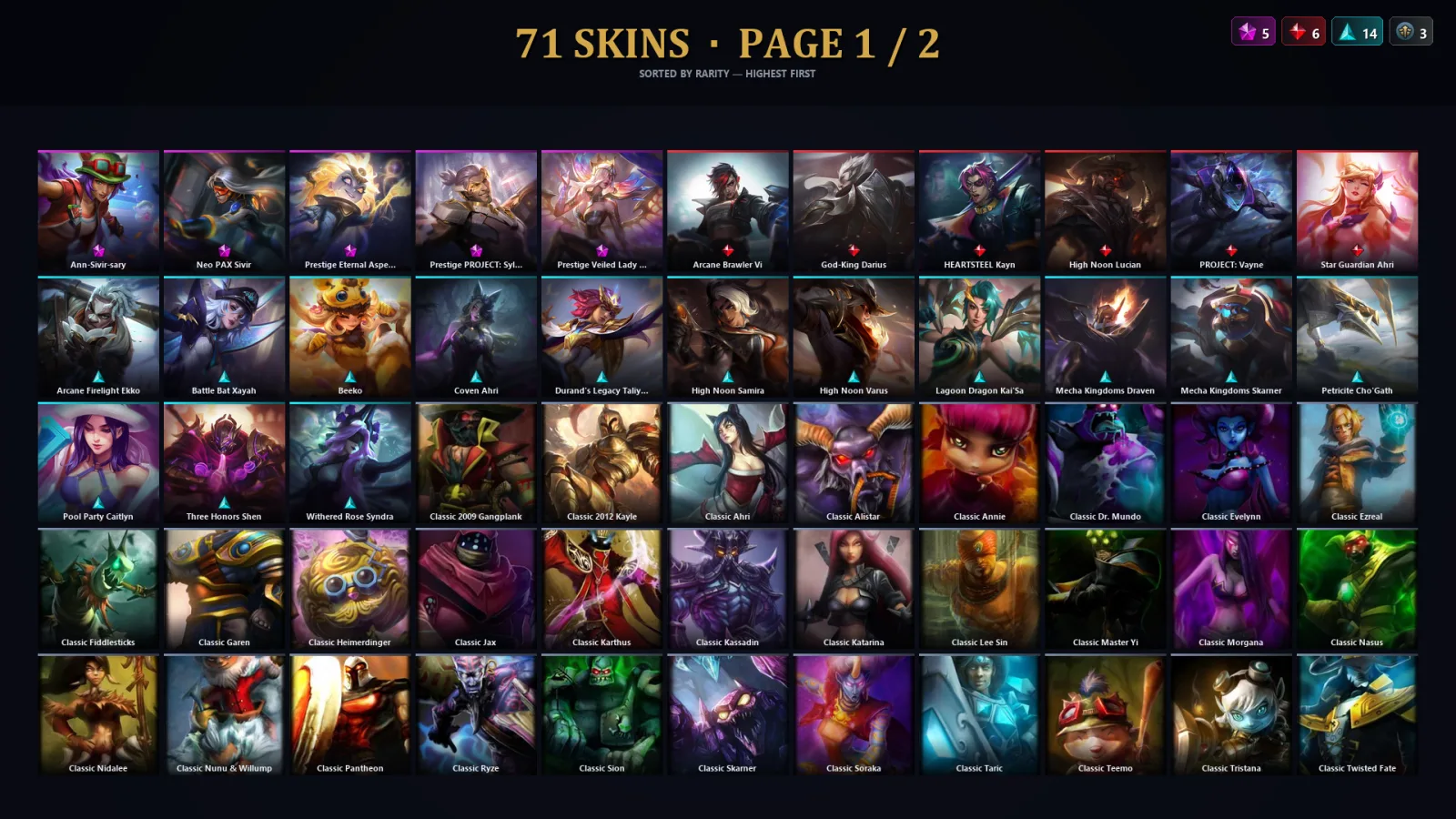 [LoL] | TR | Level 68 | Emerald I | 91 Champions | 71 Skins | 11,512 BE