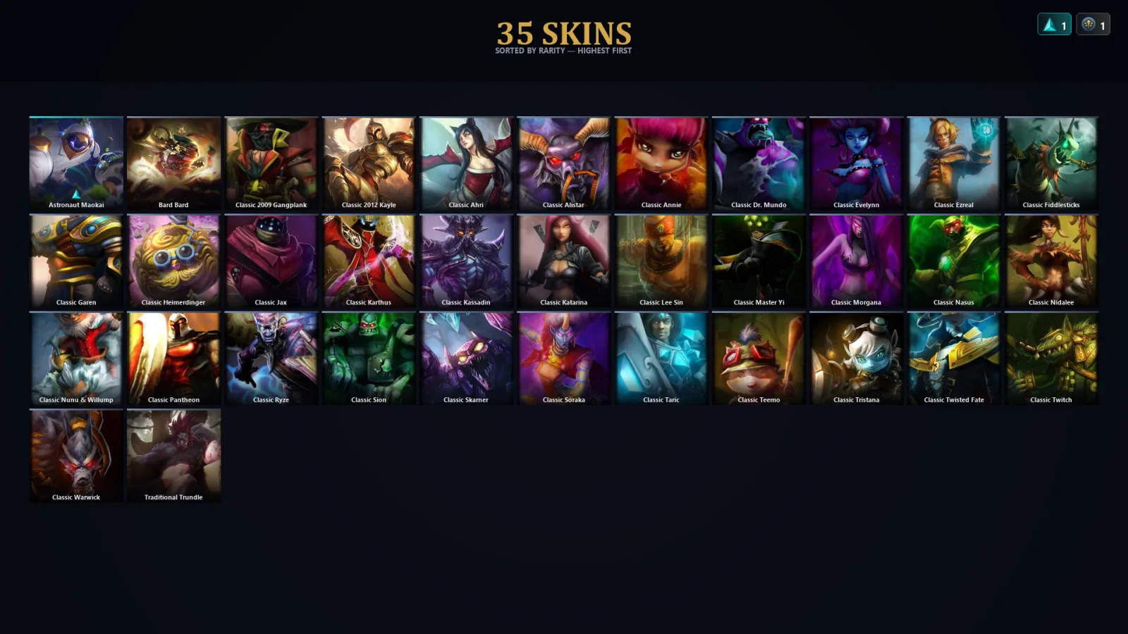 [LoL] | TR | Level 30 | 30 Champions | 3 Skins | 31,045 BE