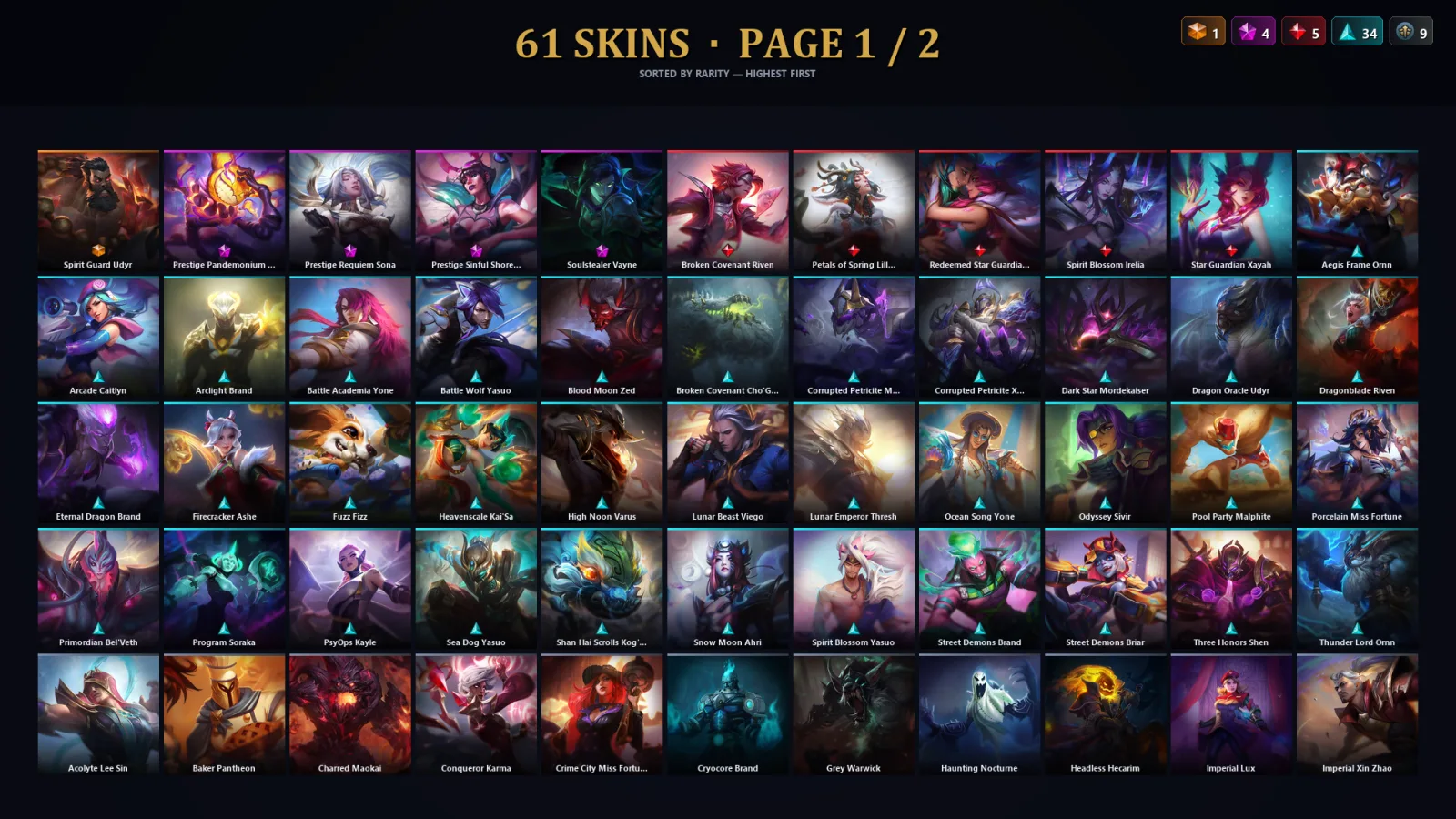 [LoL] | TR | Level 122 | Diamond IV | 150 Champions | 61 Skins