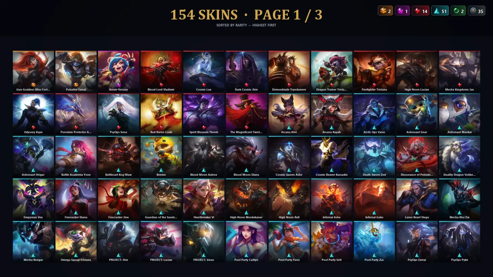 [LoL] | TR | Level 416 | Emerald IV | 172 Champions | 154 Skins | 34,699 BE — LoL account
