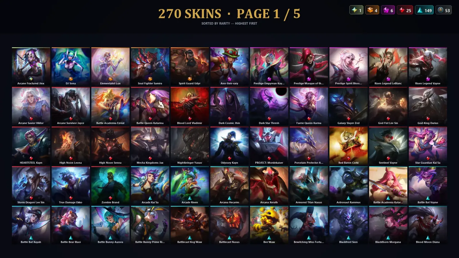 [LoL] | EUW | Level 434 | 172 Champions | 270 Skins | 69,634 BE — LoL account