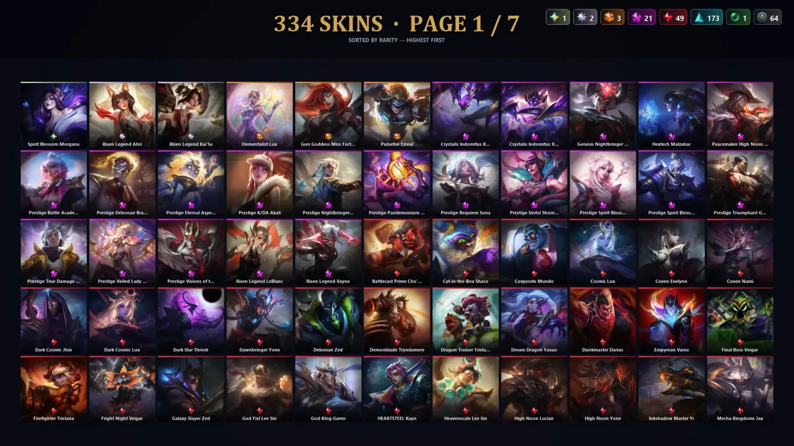 [LoL] | EUW | Level 299 | 173 Champions | 334 Skins | 56,225 BE