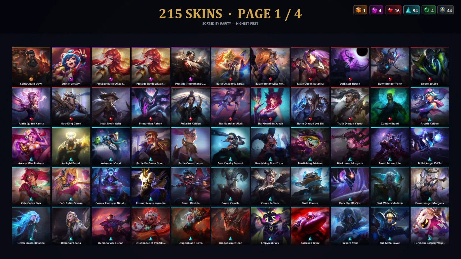 [LoL] | TR | Level 221 | 151 Champions | 183 Skins | 18,569 BE