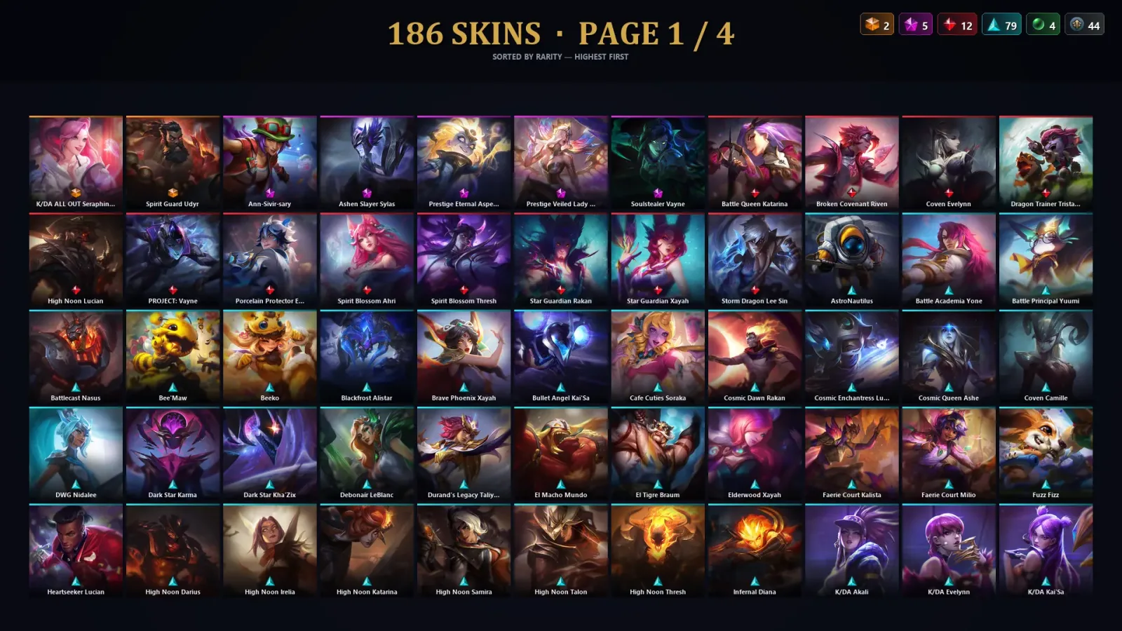 [LoL] | TR | Level 30 | Diamond II | 172 Champions | 186 Skins | 151,758 BE — LoL account