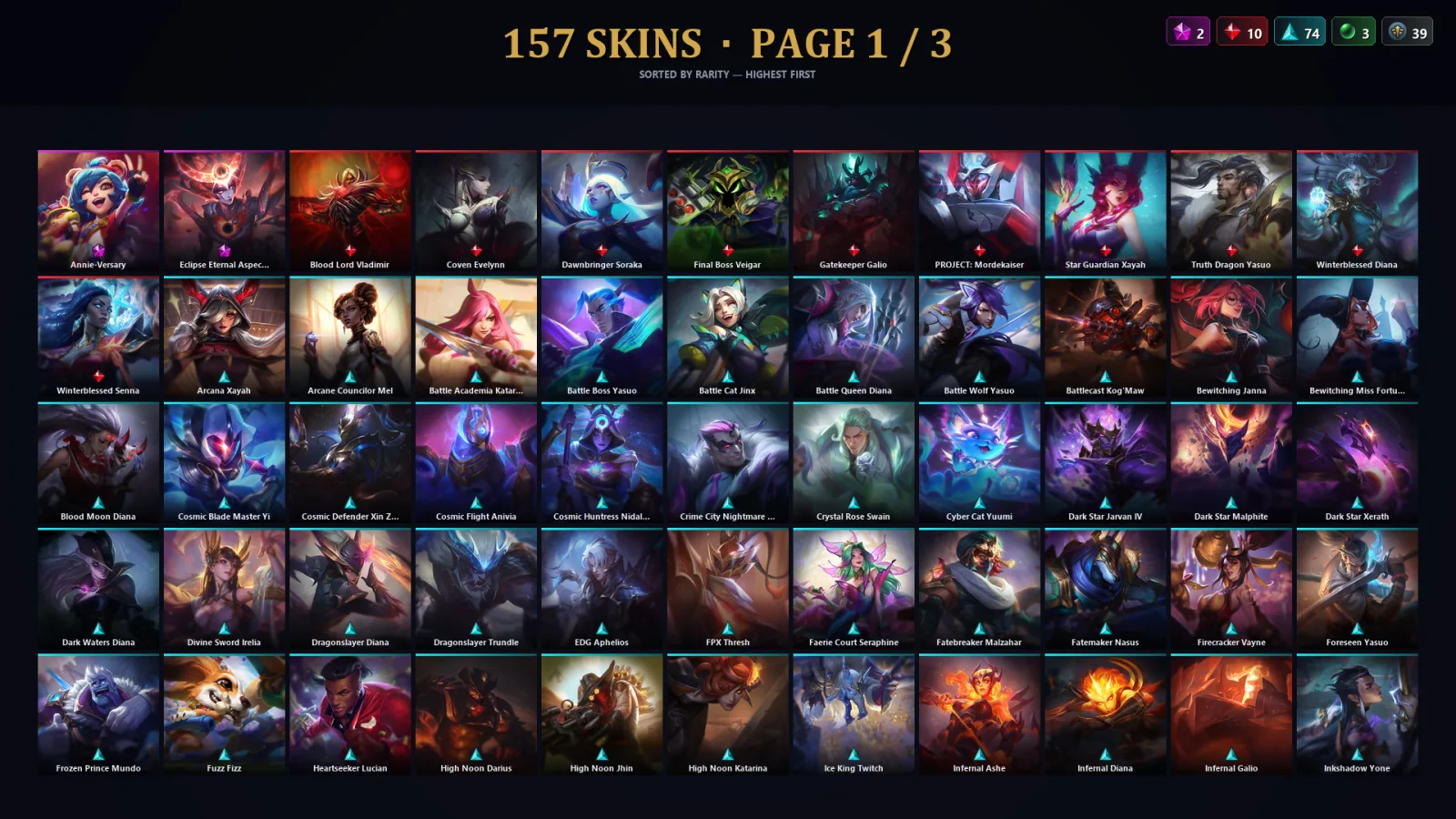 [LoL] | EUW | Level 500 | Platinum IV | 173 Champions | 157 Skins | 332,763 BE