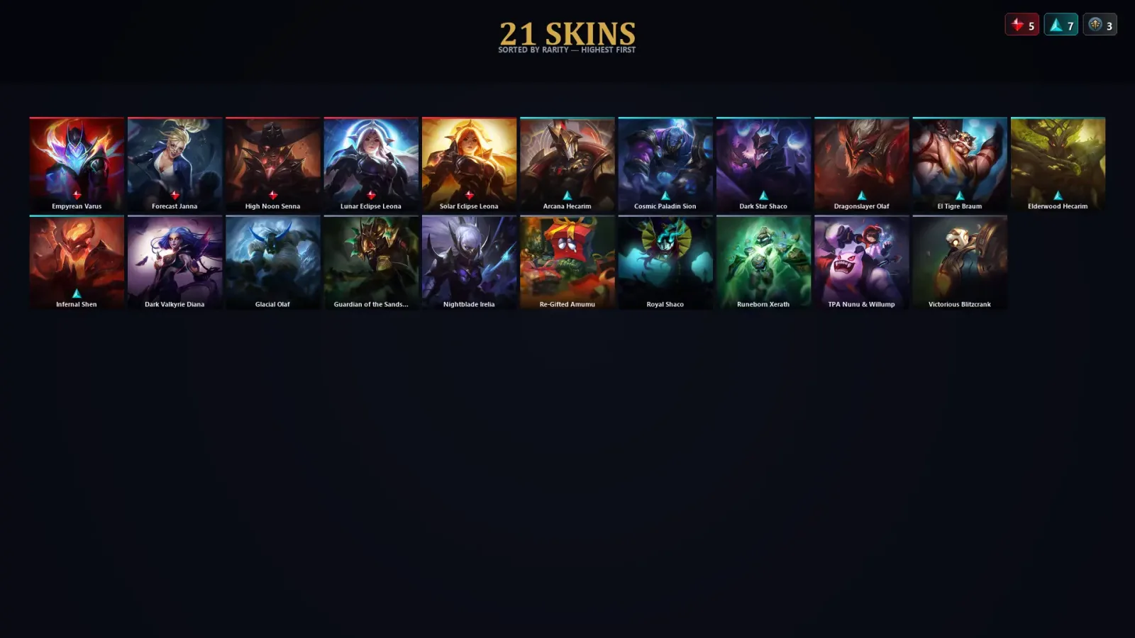[LoL] | EUW | Level 101 | Diamond I | 107 Champions | 21 Skins