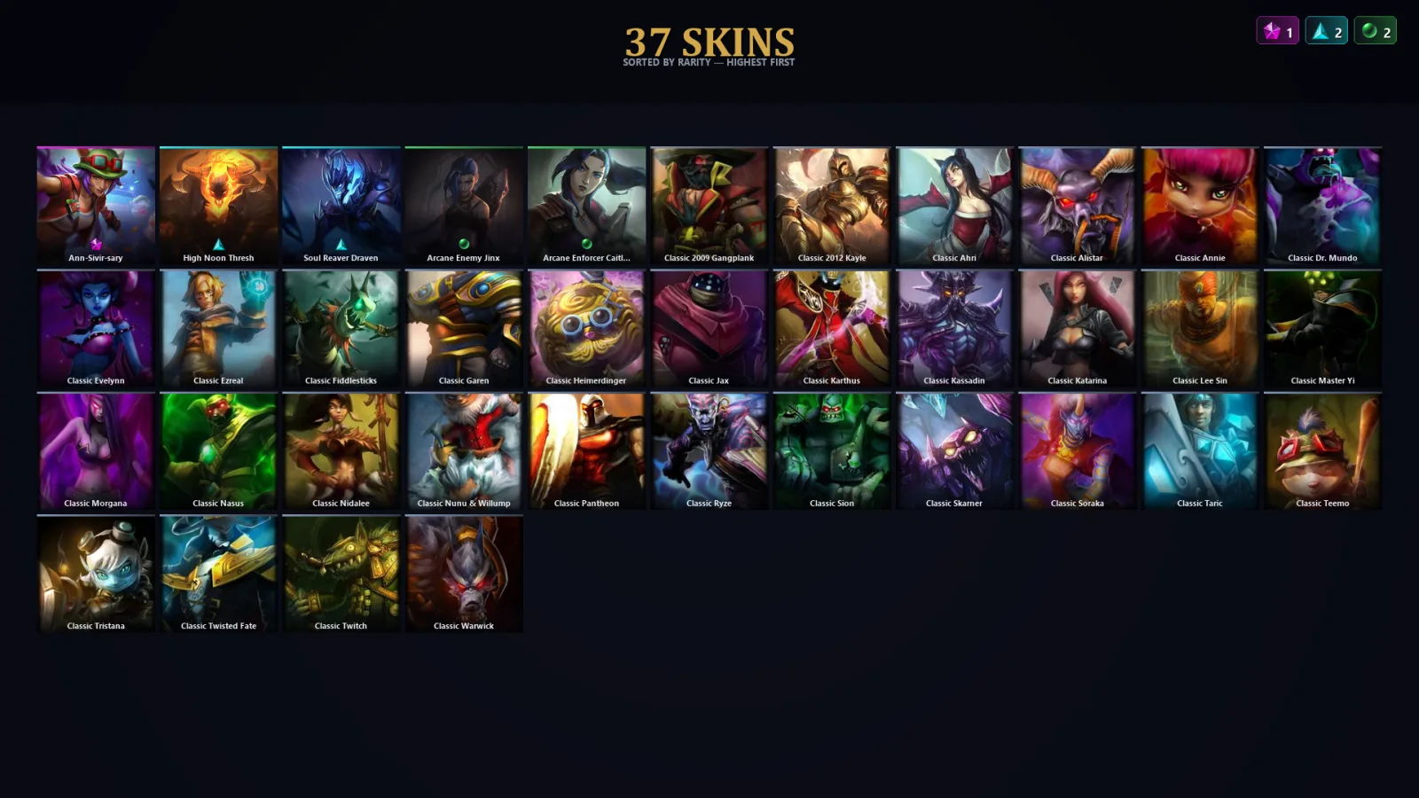 [LoL] | EUW | Level 35 | Iron IV | 30 Champions | 37 Skins