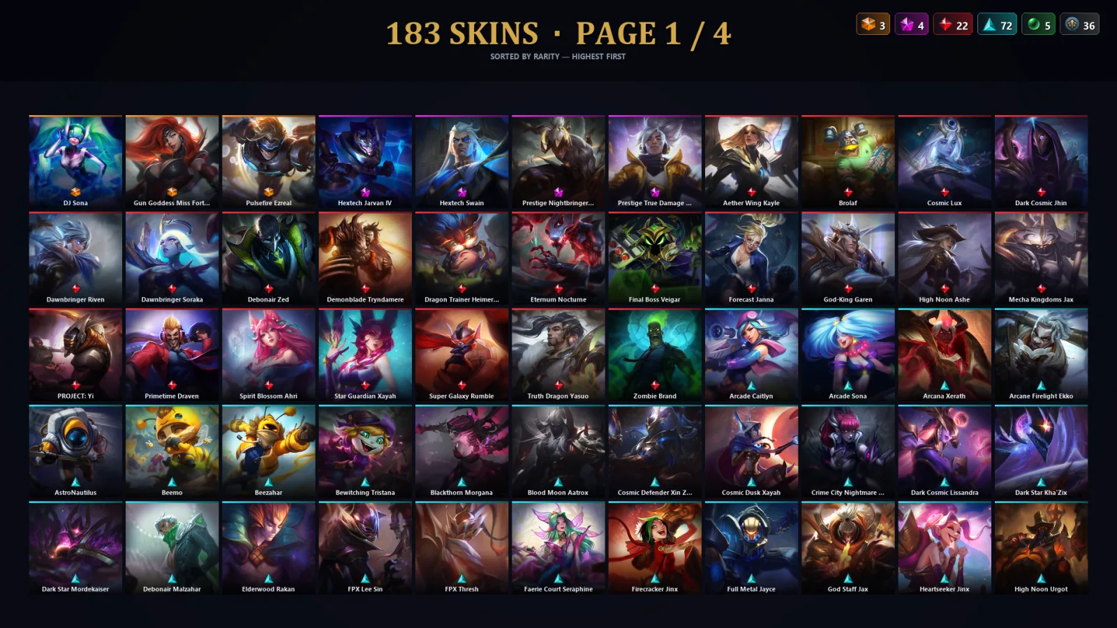 [LoL] | TR | Level 225 | Emerald I | 156 Champions | 183 Skins | 64,327 BE