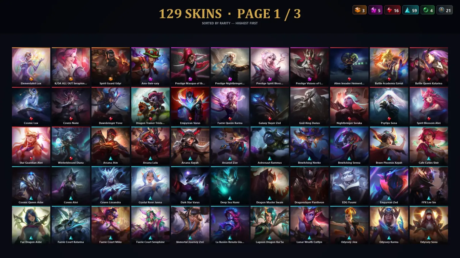 [LoL] | TR | Level 374 | Platinum IV | 172 Champions | 129 Skins | 14,757 BE — LoL account