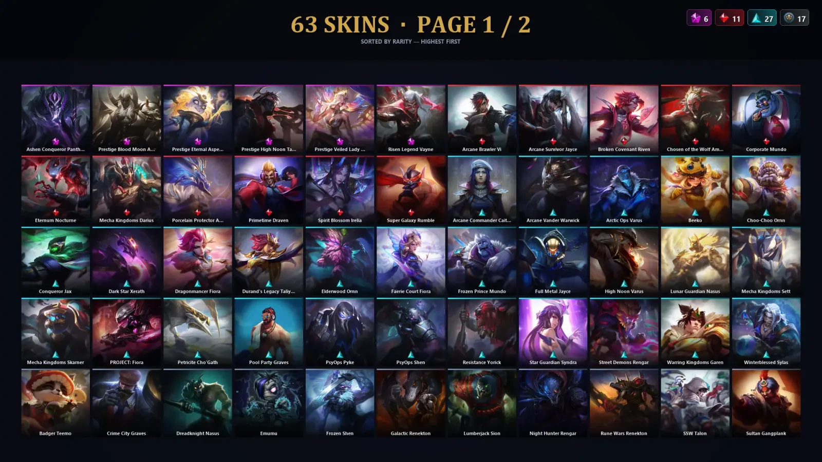 [LoL] | TR | Level 89 | Platinum II | 117 Champions | 63 Skins — LoL account